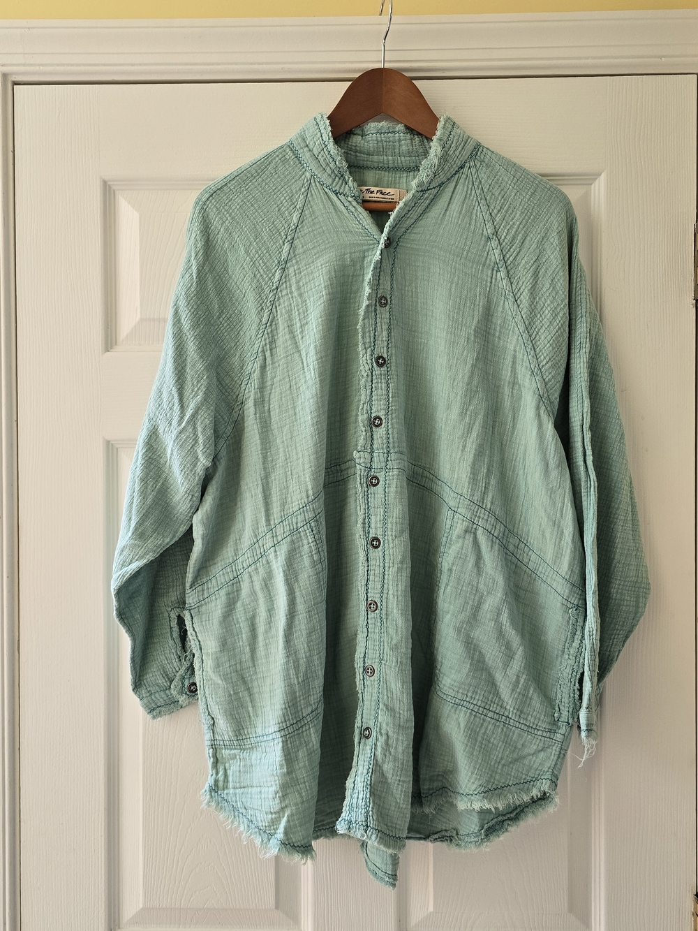 NWOT We The Free Summer Daydream Light Teal Button-Up Shirt